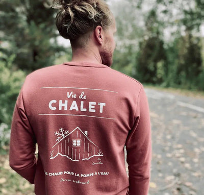 Crewneck «Vie de chalet» - Rouge brique - Dérive ecobrand