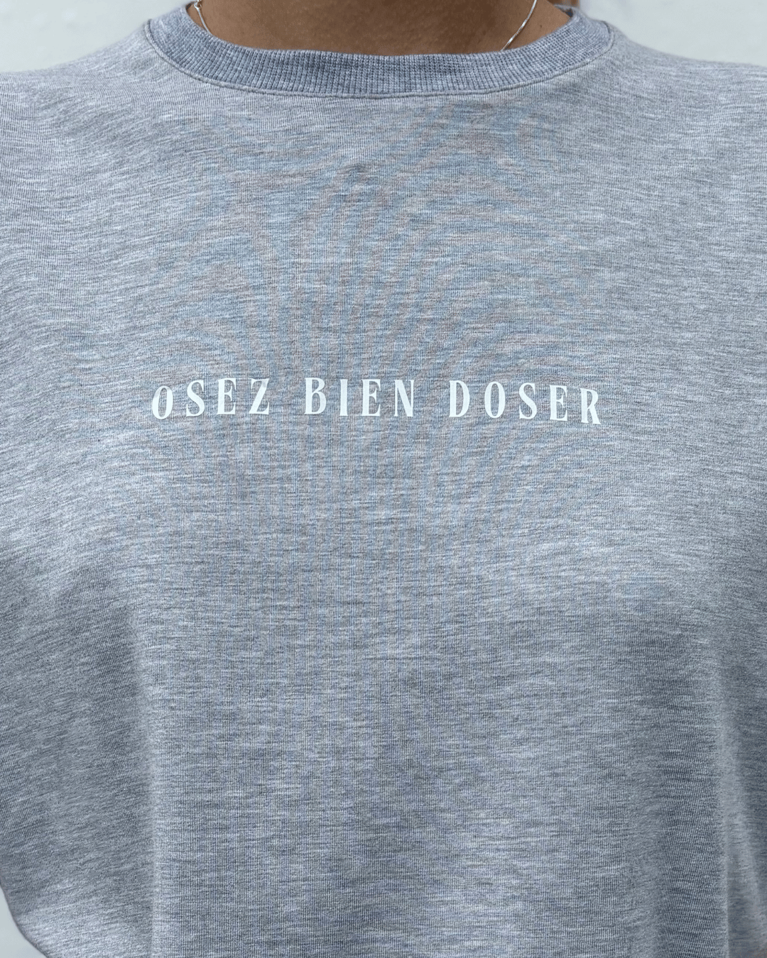 T-Shirt manches courtes «Osez bien doser» - Gris perle - Dérive ecobrand