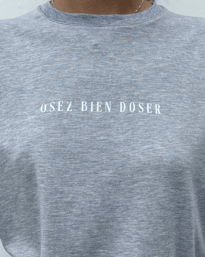 T-Shirt manches courtes «Osez bien doser» - Gris perle - Dérive ecobrand