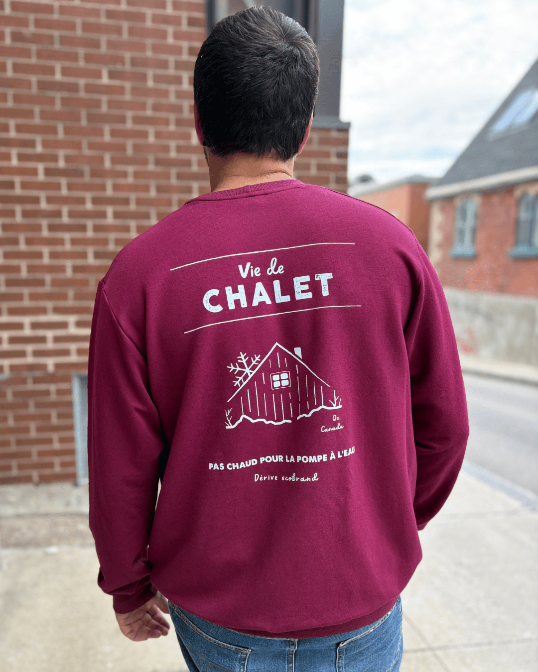 Crewneck «Vie de chalet» - Merlot - Dérive ecobrand