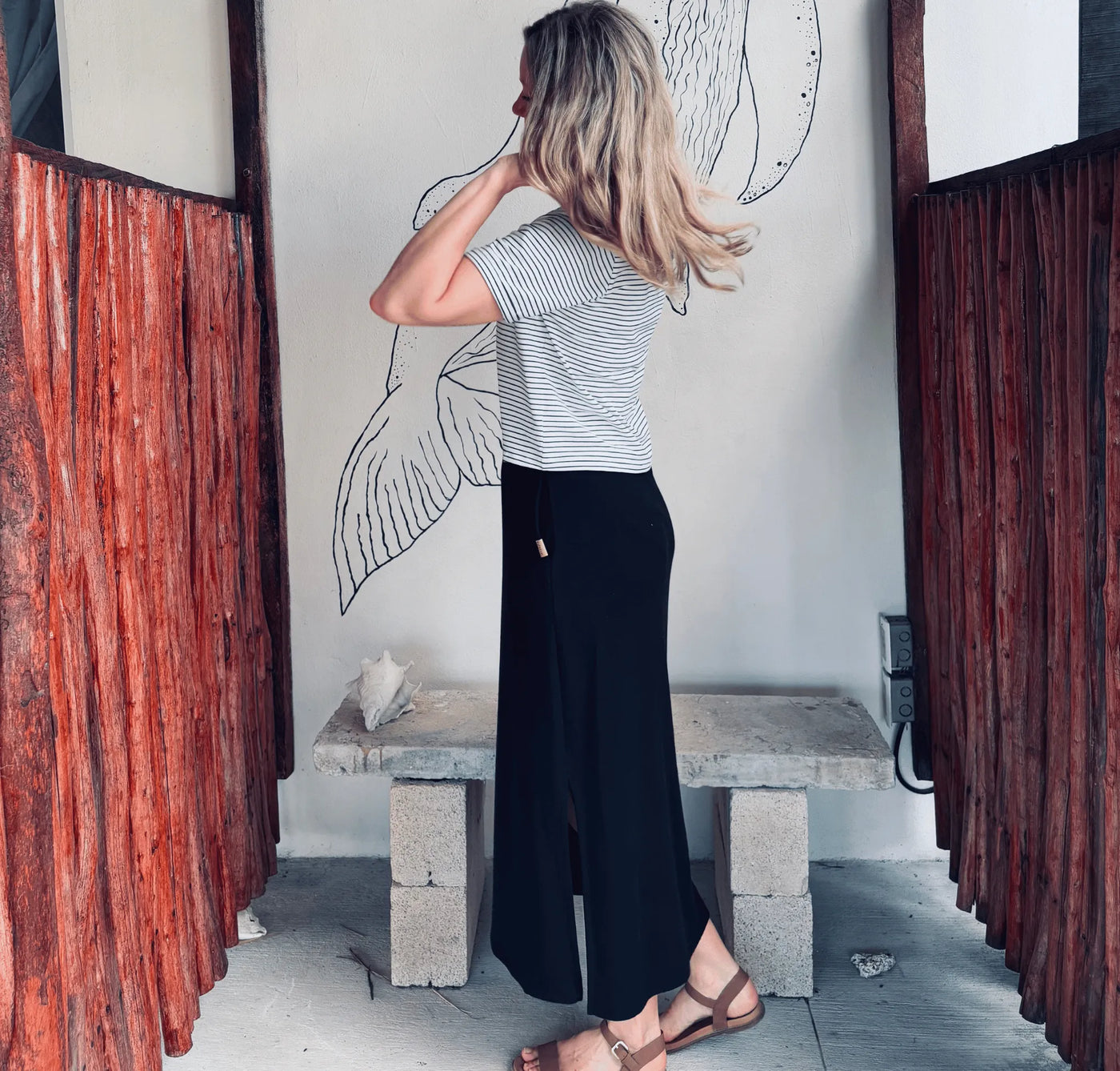 T-shirt crop top bambou «Black & White» - Dérive ecobrand