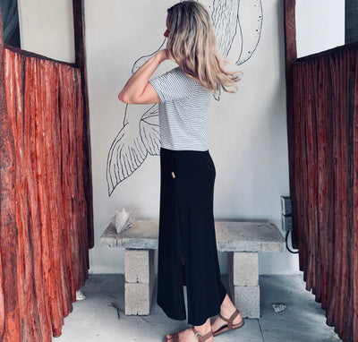 T-shirt crop top bambou «Black & White» - Dérive ecobrand