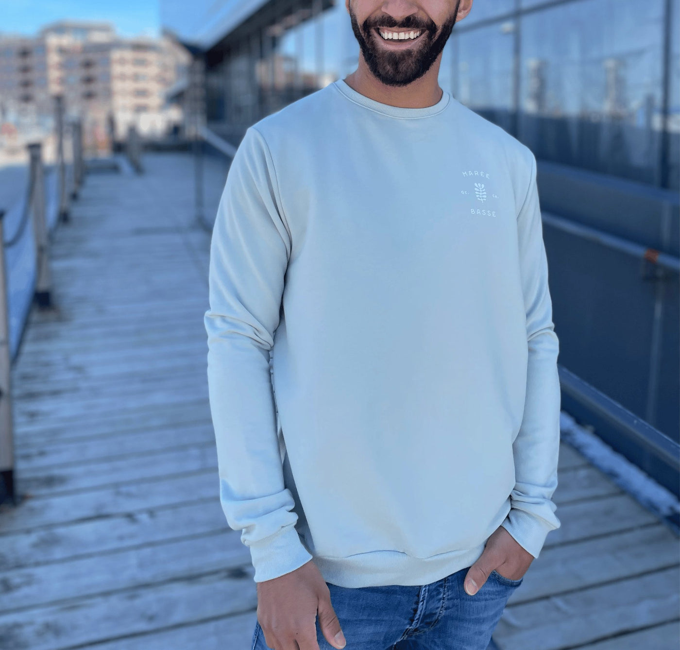 Crewneck «Marée Basse» - Couleur Sauge - Dérive ecobrand