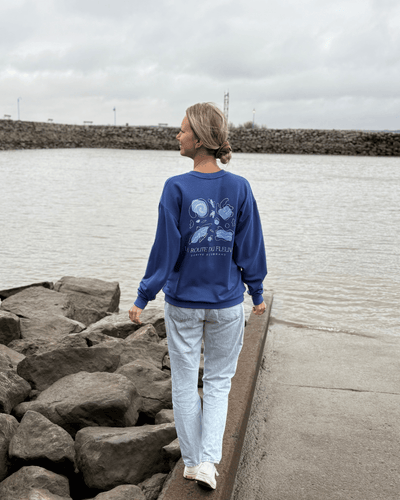 Crewneck «Route du Fleuve» Oversize - Deep Blue - Dérive ecobrand