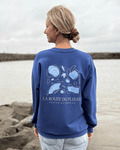 Crewneck «Route du Fleuve» Oversize - Deep Blue - Dérive ecobrand