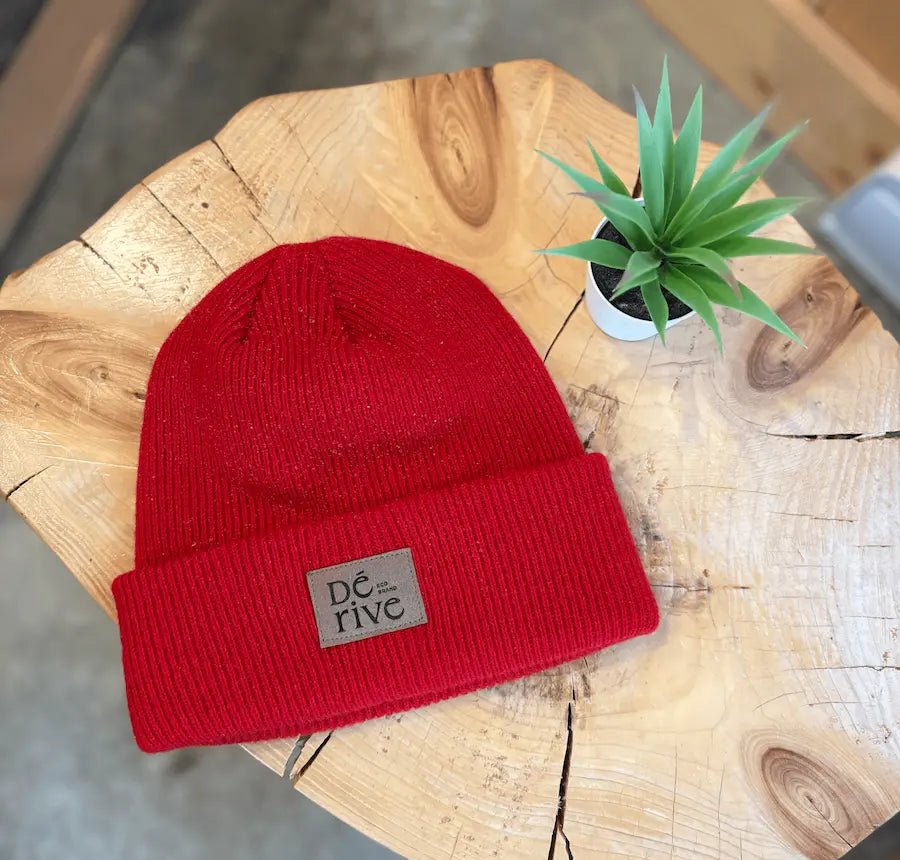 Tuque en cachemire recyclé & laine de mérinos - rouge - Dérive ecobrand