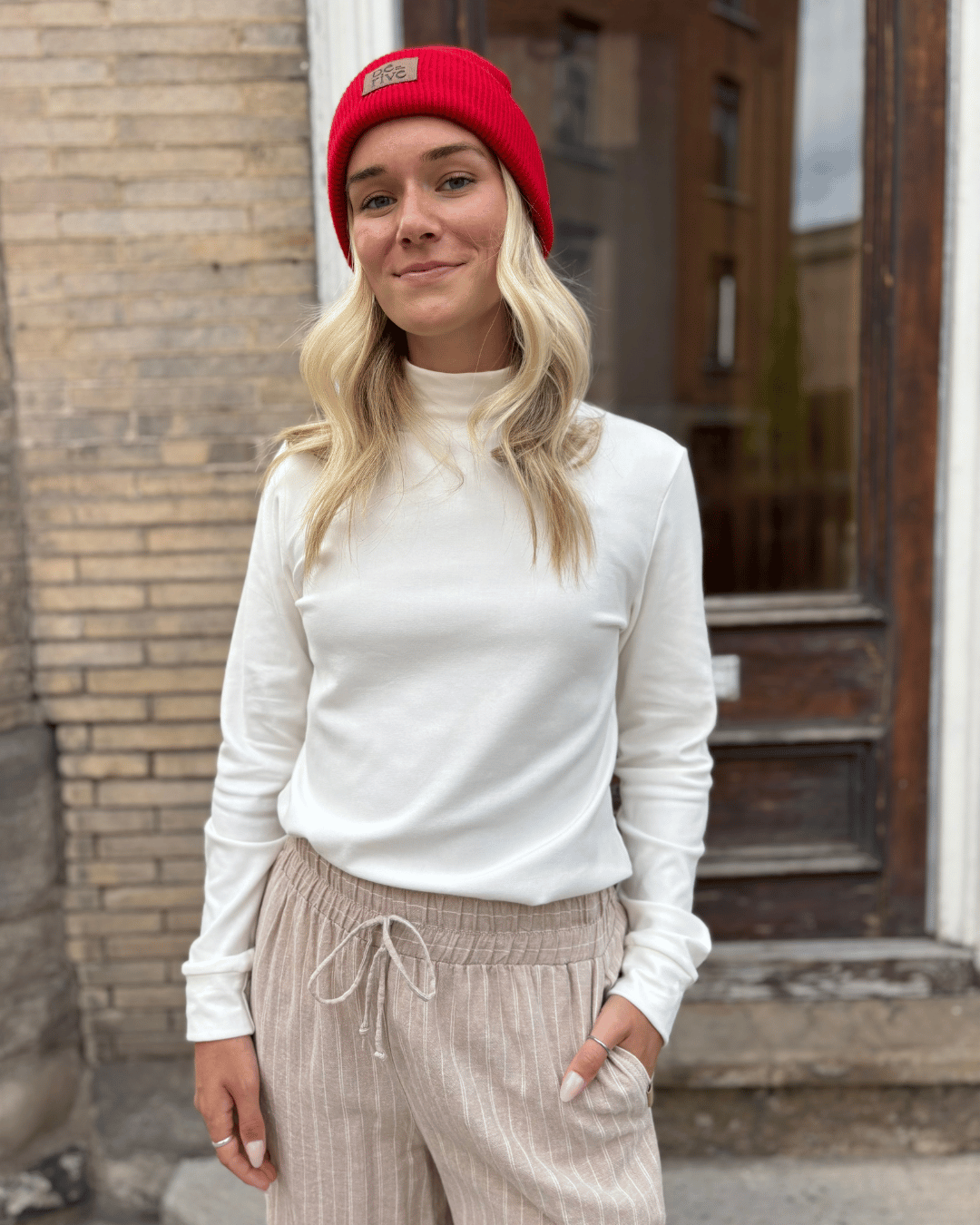 Tuque en cachemire recyclé & laine de mérinos - rouge - Dérive ecobrand