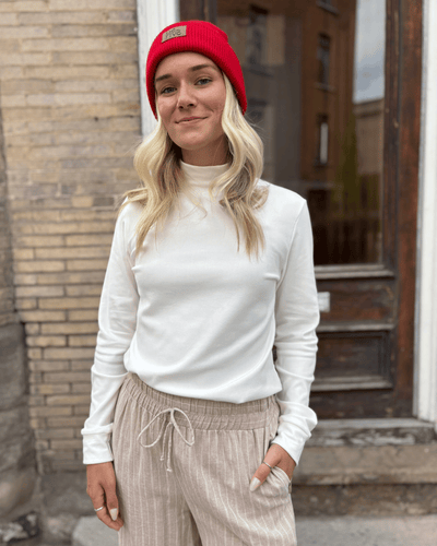Tuque en cachemire recyclé & laine de mérinos - rouge - Dérive ecobrand