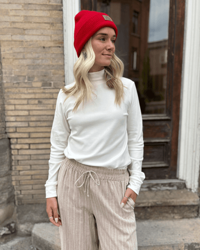 Tuque en cachemire recyclé & laine de mérinos - rouge - Dérive ecobrand