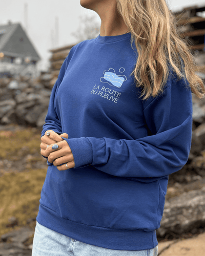 Crewneck «Route du Fleuve» Oversize - Deep Blue - Dérive ecobrand
