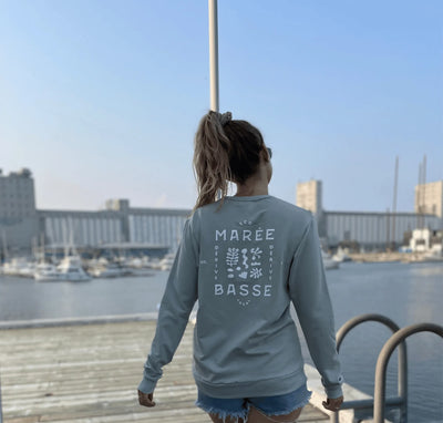 Crewneck «Marée Basse» - Sauge - Dérive ecobrand