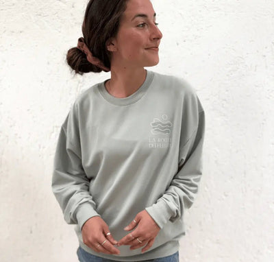 Crewneck «Route du Fleuve» Oversize - Sauge - Dérive ecobrand