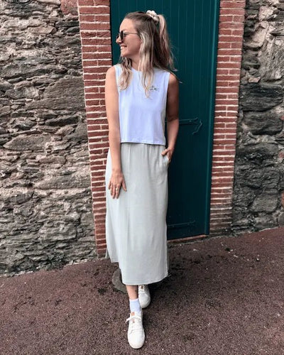 Jupe en Bambou Stretch - Sauge - Dérive ecobrand