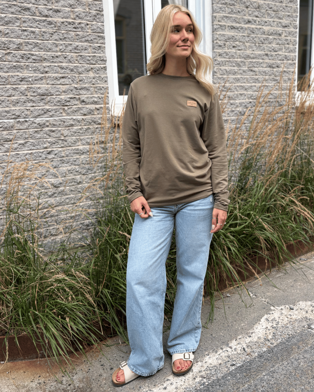 T-Shirt manches longues «Dérive» - French Terry Olive - Dérive ecobrand