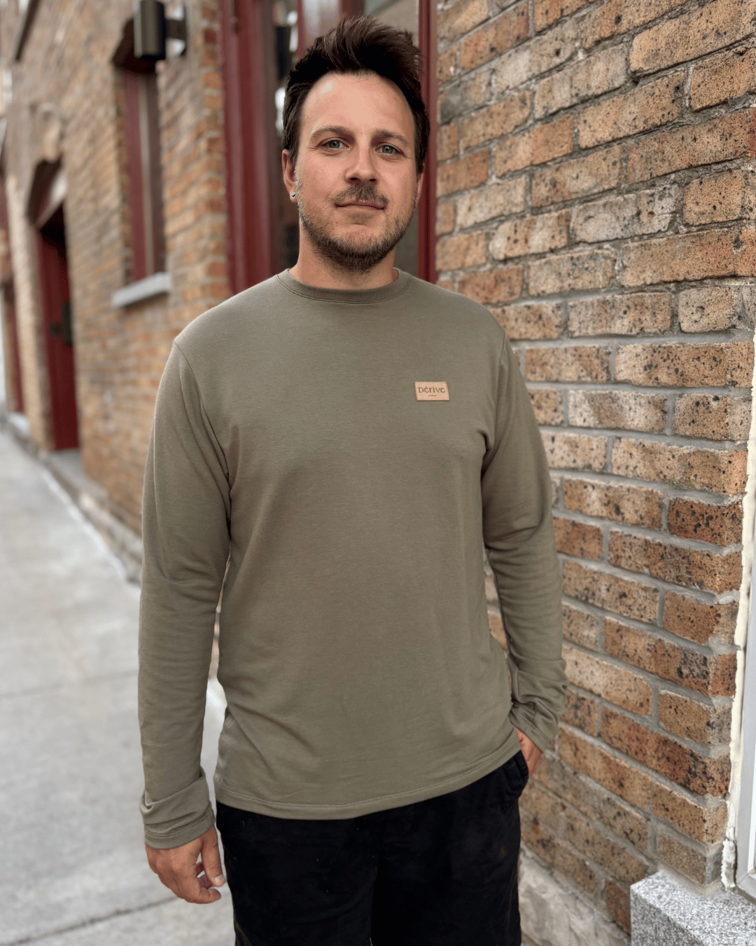 T-Shirt manches longues «Dérive» - French Terry Olive
