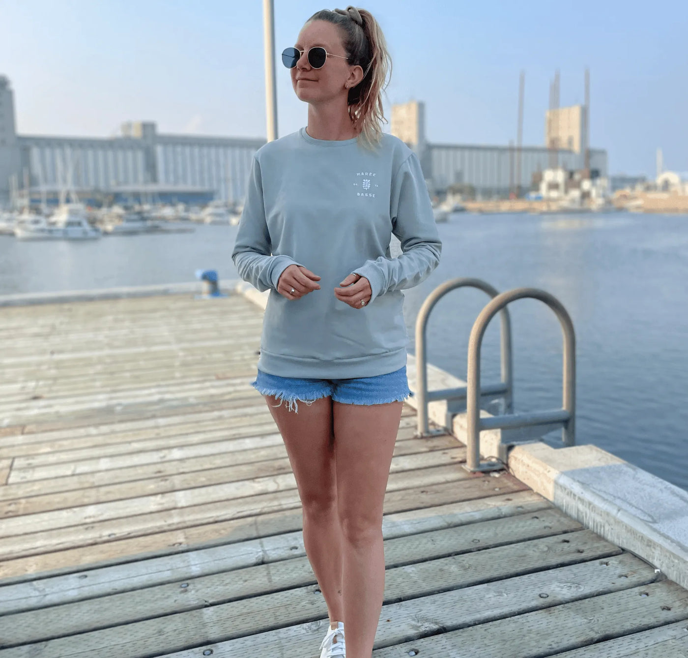 Crewneck «Marée Basse» - Sauge - Dérive ecobrand