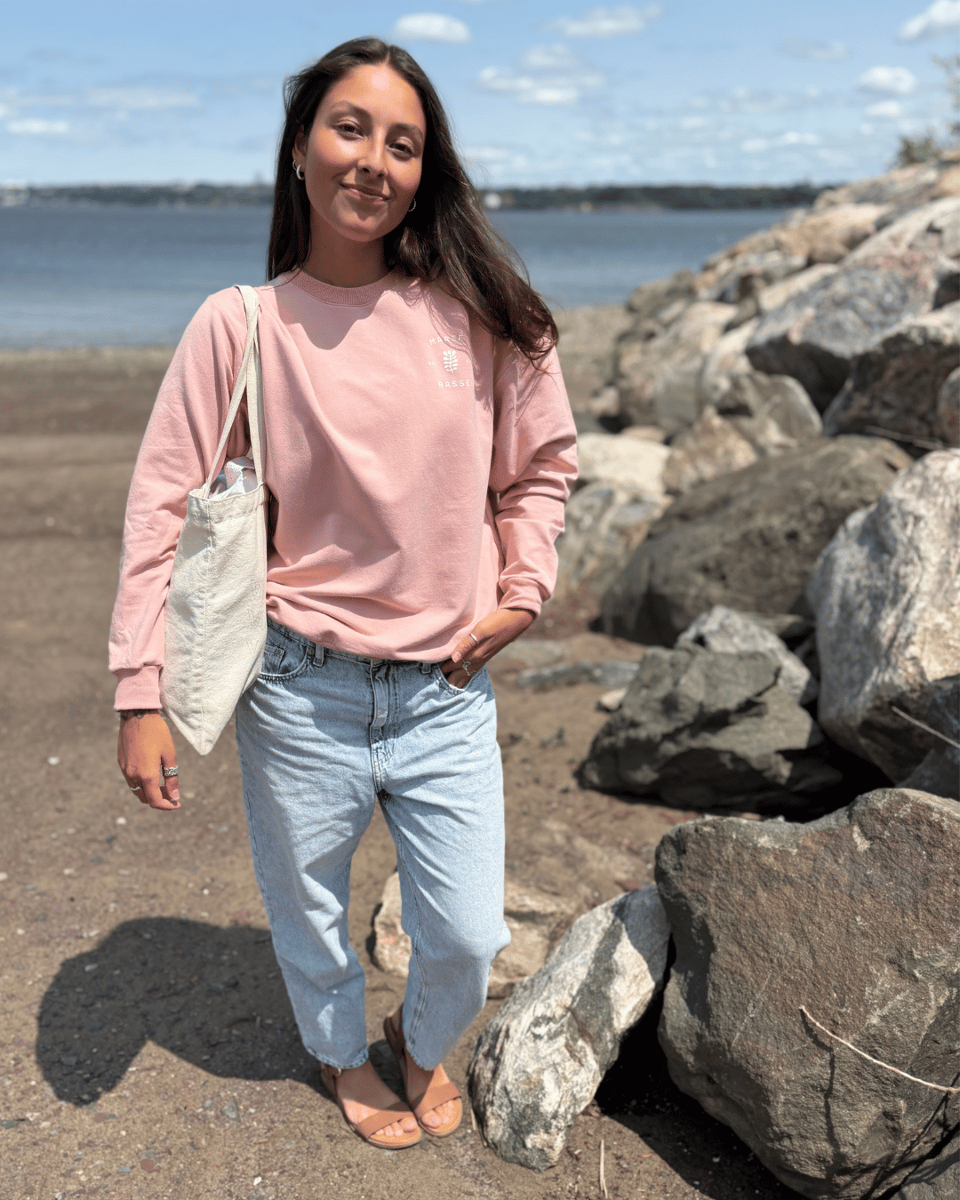 Crewneck «Marée Basse» Oversize - Soft Pink - Dérive ecobrand