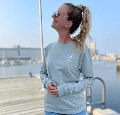 Crewneck «Marée Basse» - Sauge - Dérive ecobrand