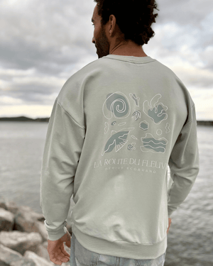 Crewneck «Route du Fleuve» Oversize - Sauge - Dérive ecobrand