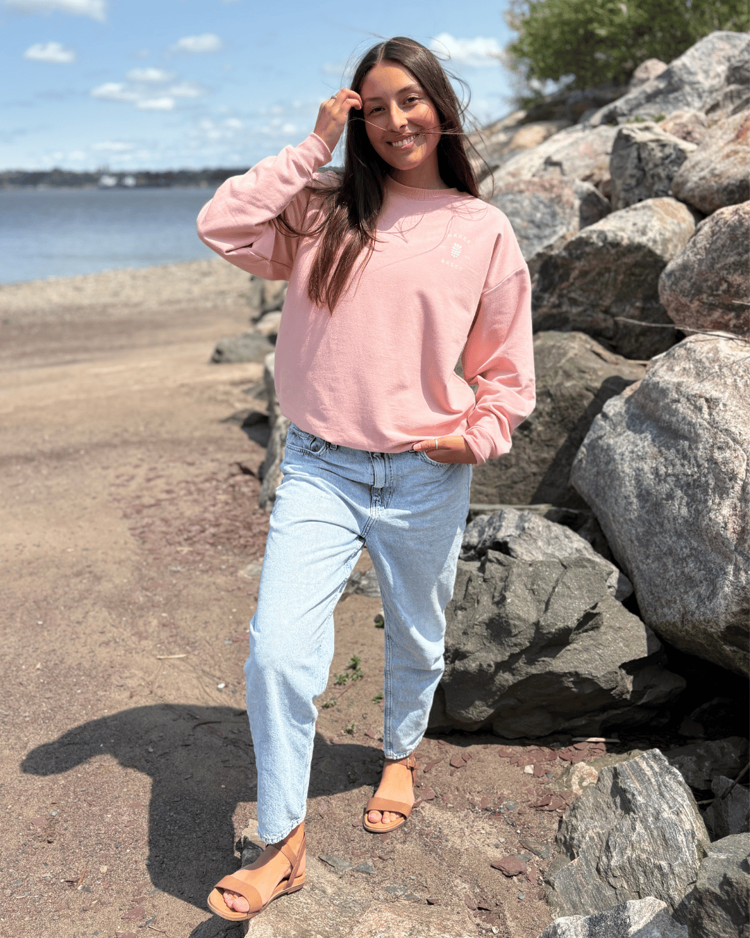 Crewneck «Marée Basse» Oversize - Soft Pink - Dérive ecobrand