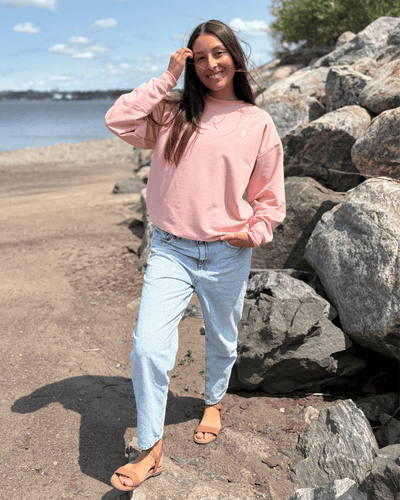 Crewneck «Marée Basse» Oversize - Soft Pink - Dérive ecobrand