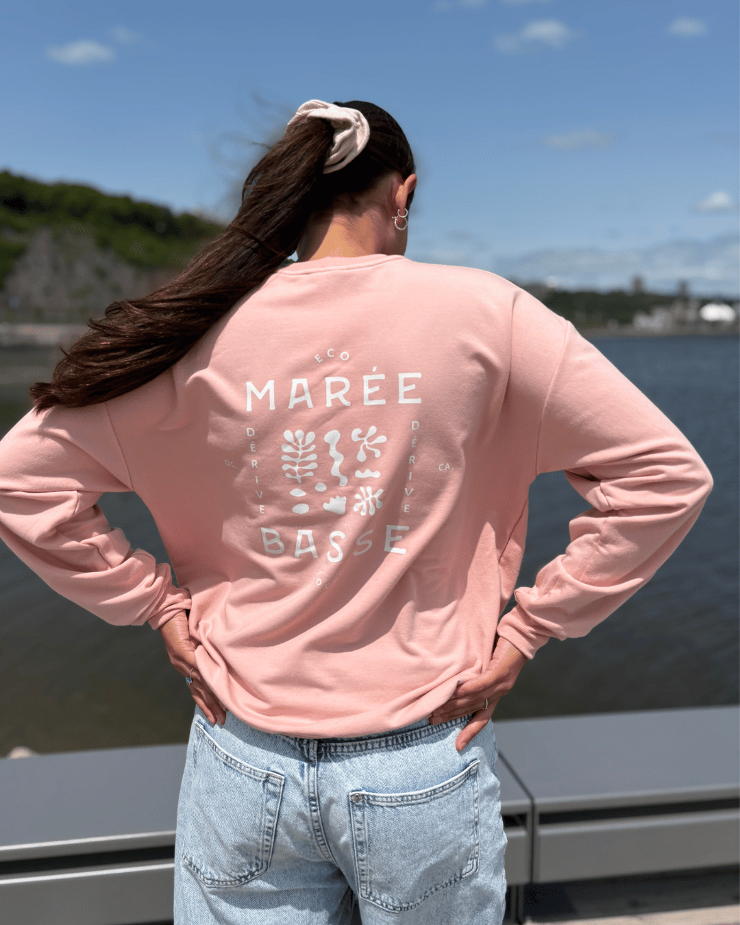Crewneck «Marée Basse» Oversize - Soft Pink - Dérive ecobrand