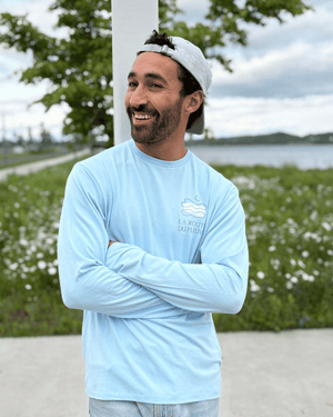 T-Shirt Manches Longues «Route du Fleuve» - Bleu Poudre - Dérive ecobrand