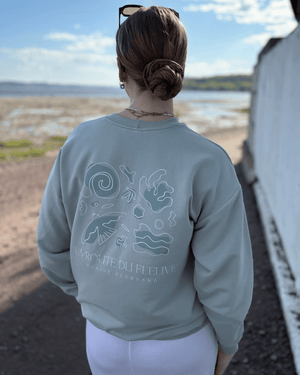 Crewneck «Route du Fleuve» Oversize - Sauge - Dérive ecobrand