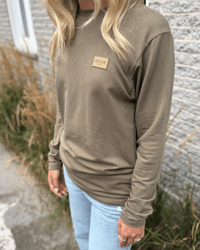 T-Shirt manches longues «Dérive» - French Terry Olive - Dérive ecobrand