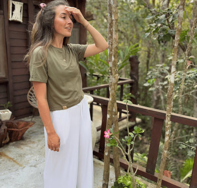 Pantalon «Flow» Tencel Stretch - Eggshell - Dérive ecobrand