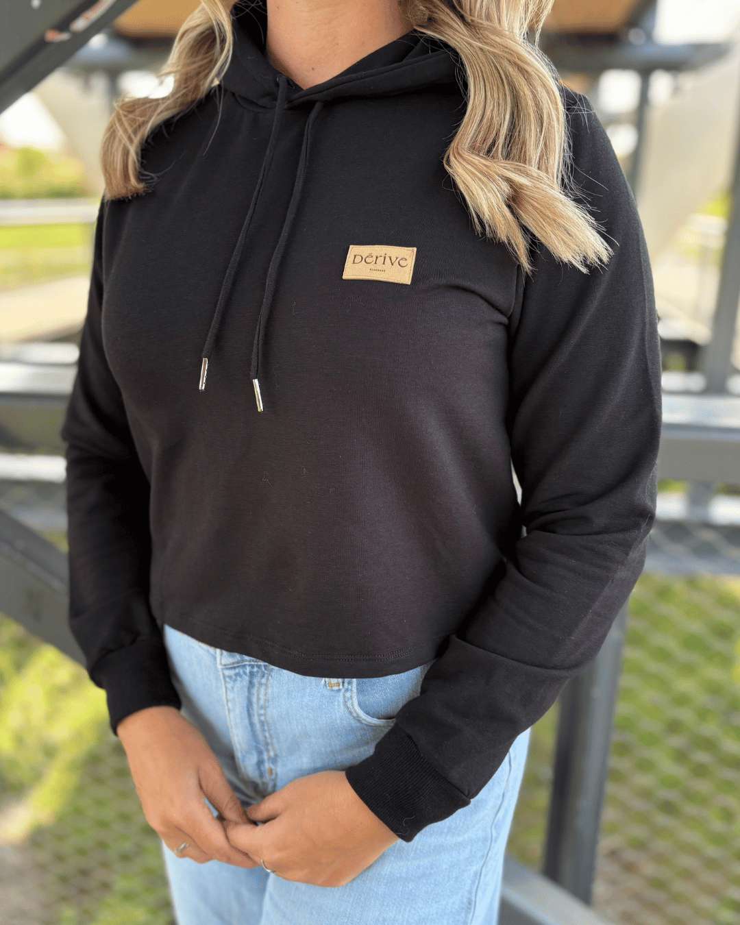 Hoodie crop top «Dérive» - Noir - Dérive ecobrand