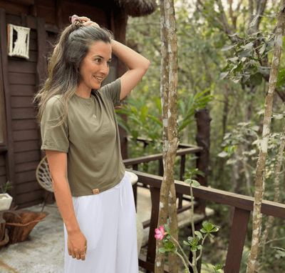 T-shirt Crop Top Bambou «Olive» - Dérive ecobrand