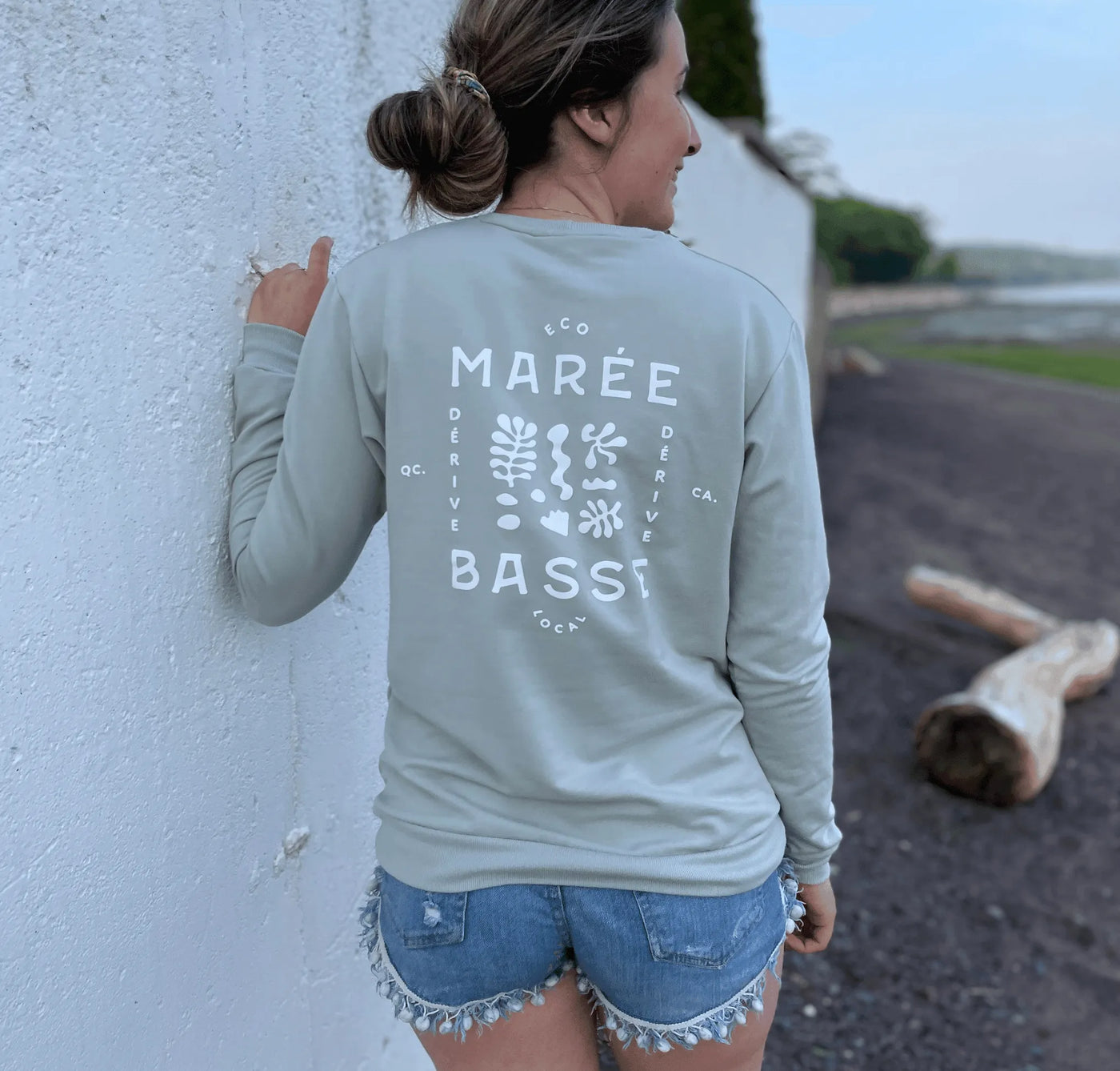 Crewneck «Marée Basse» - Sauge - Dérive ecobrand