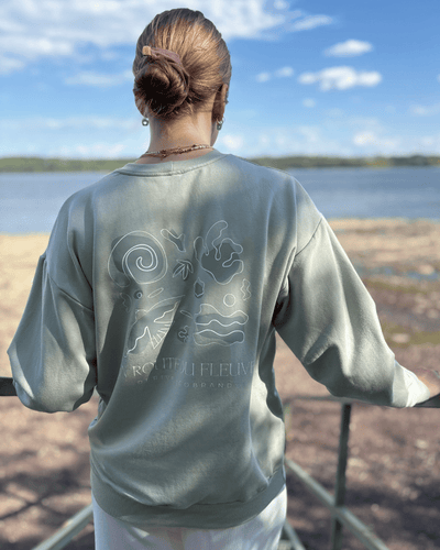 Crewneck «Route du Fleuve» Oversize - Sauge - Dérive ecobrand