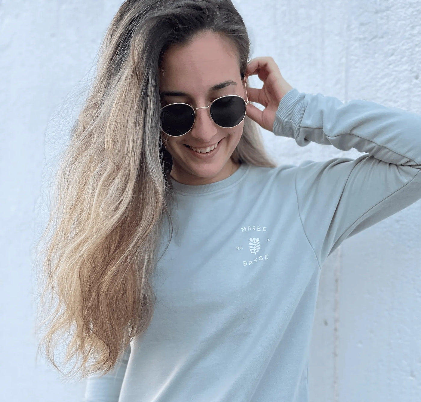 Crewneck «Marée Basse» - Sauge - Dérive ecobrand