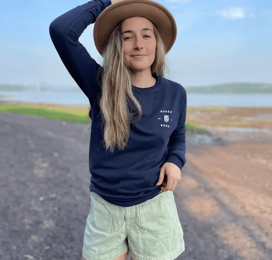 Crewneck «Marée Basse» - Navy - Dérive ecobrand
