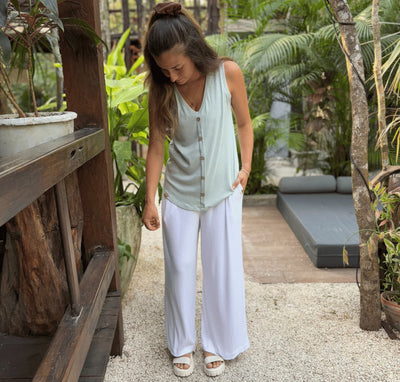 Pantalon «Flow» Tencel Stretch - Eggshell - Dérive ecobrand