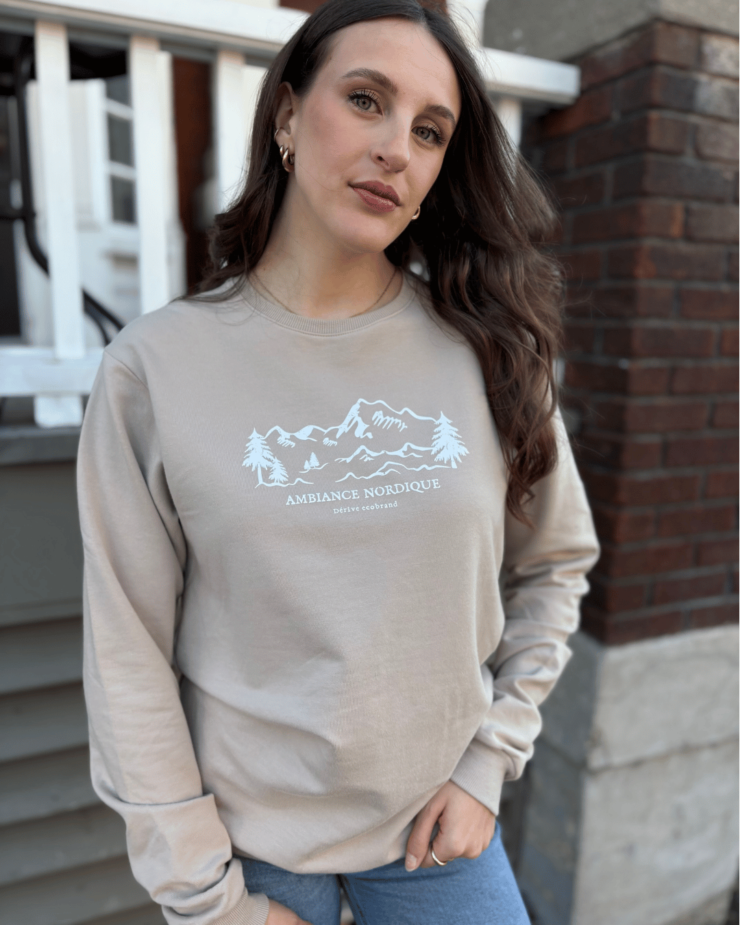 Crewneck «Ambiance Nordique» 2.0 - Beige Sable - Dérive ecobrand