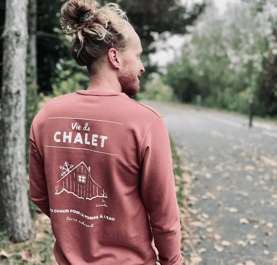 Crewneck «Vie de chalet» - Rouge brique - Dérive ecobrand