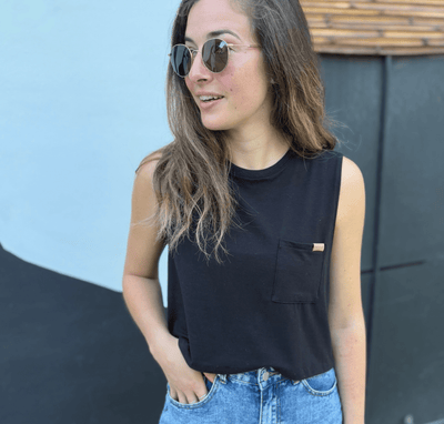 Camisole Crop Top «Basic» - Noir - Dérive ecobrand