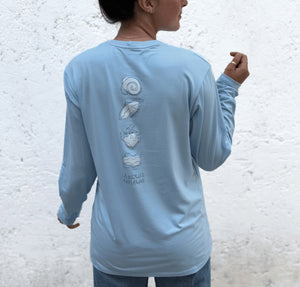 T-Shirt Manches Longues «Route du Fleuve» - Bleu Poudre - Dérive ecobrand