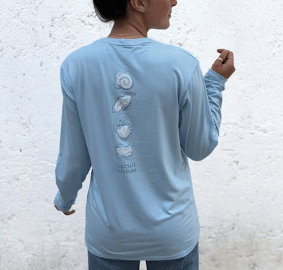 T-Shirt Manches Longues «Route du Fleuve» - Bleu Poudre - Dérive ecobrand