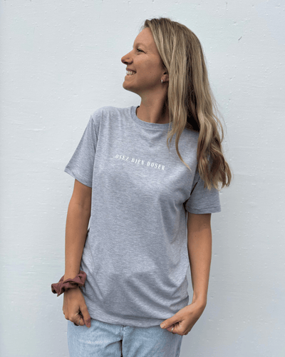 T-Shirt manches courtes «Osez bien doser» - Gris perle - Dérive ecobrand