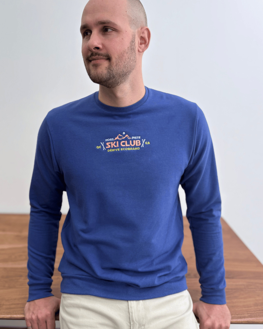 Crewneck Vintage «Ski Club» - Deep Blue - Dérive ecobrand