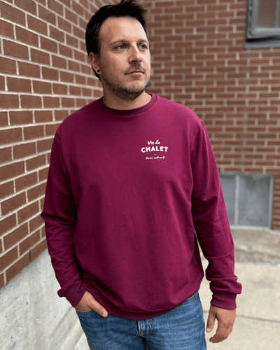 Crewneck «Vie de chalet» - Merlot - Dérive ecobrand