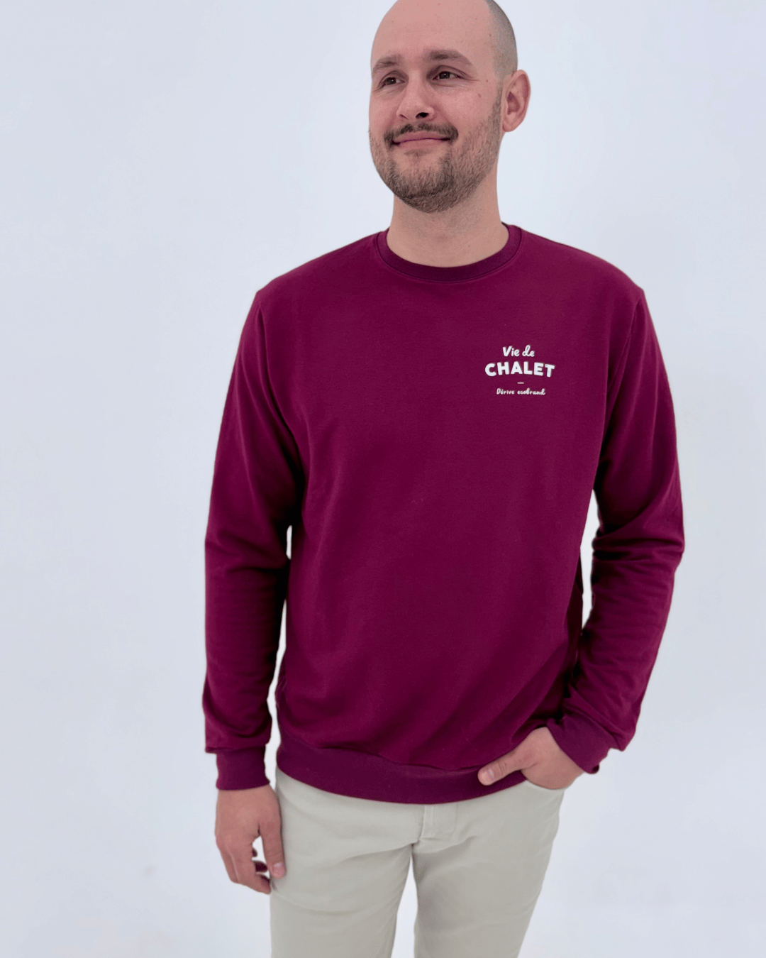Crewneck «Vie de chalet» - Merlot - Dérive ecobrand