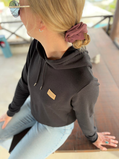 Hoodie crop top «Dérive» - Noir - Dérive ecobrand