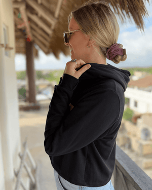 Hoodie crop top «Dérive» - Noir - Dérive ecobrand