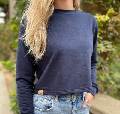 Crop top manches longues «Navy» - Dérive ecobrand